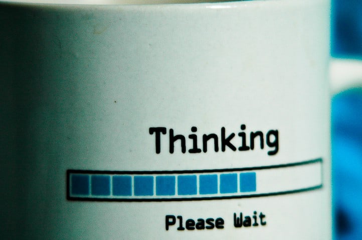 mug with word of thinking is loading