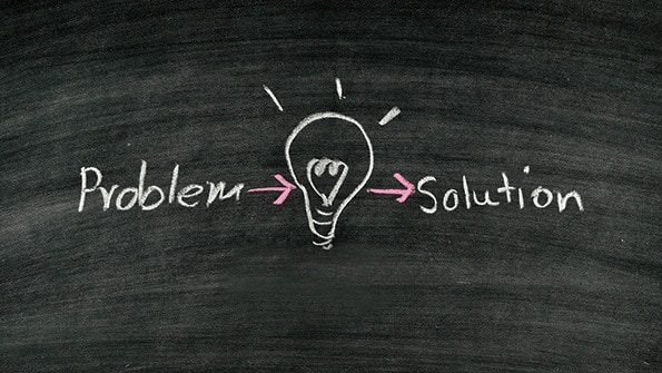 Drawing of problem to solution on a chalkboard