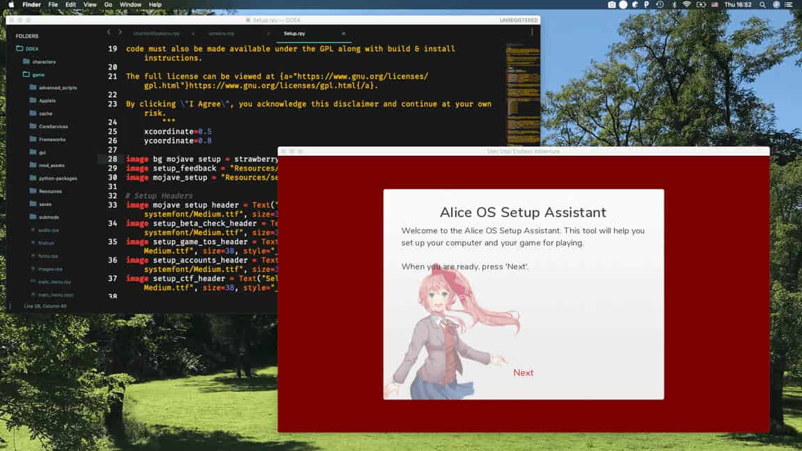 A setup of visual novel engine game that can be build using Python