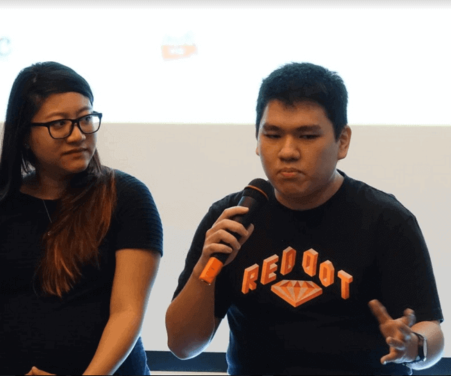 Wei Jia and Andy, NEXT Academy's coding bootcamp graduates sharing on NEXT Academy Open Day on 2017