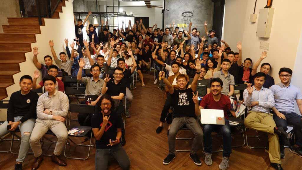 Attendees for The Pitch: Hacking Communities, an app showcase event for NEXT Academy's students