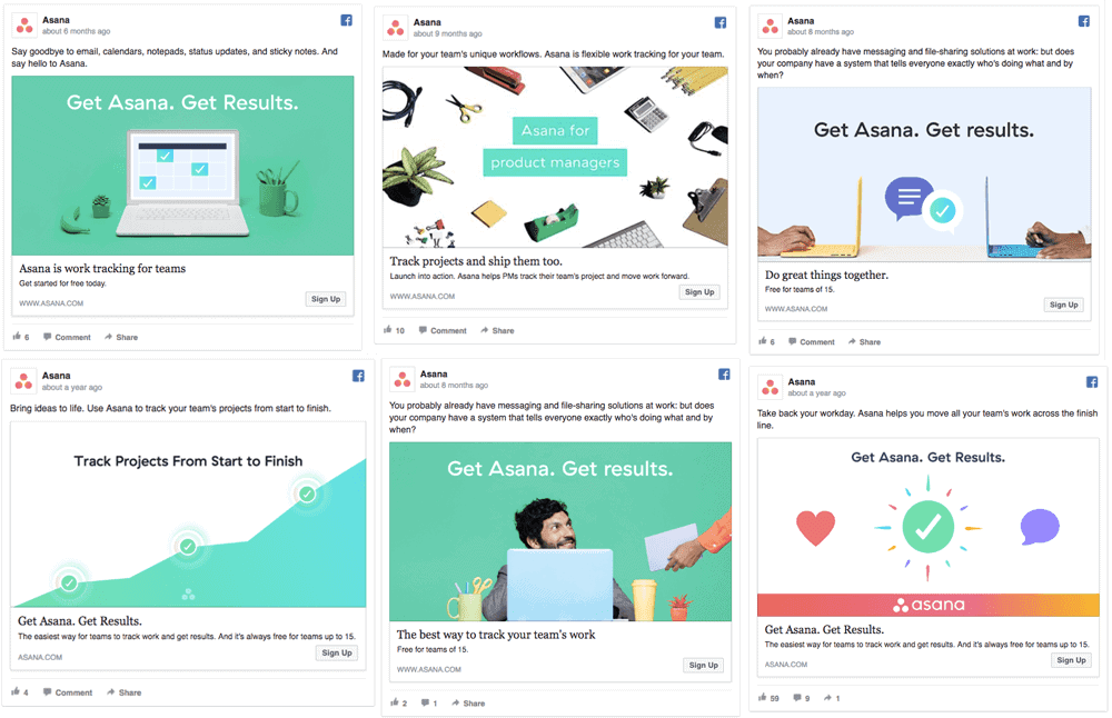examples of similar but different facebook ads